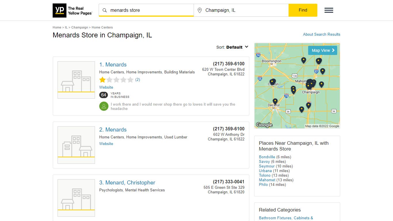 Menards Store Locations & Hours Near Champaign, IL - YP.com